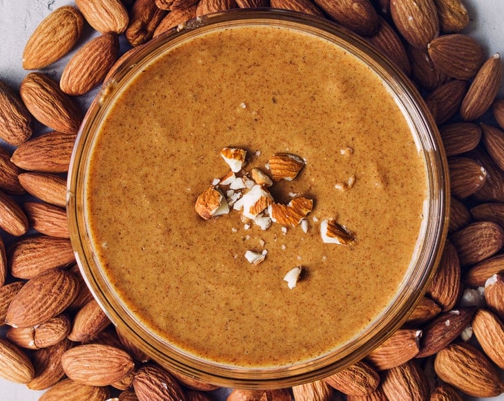 homemade-almond-butter-with-conventional-dry-roasted-almonds-min