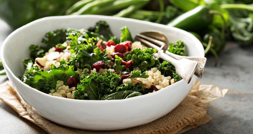 Monster Kale Salad with Quinoa for Lunch