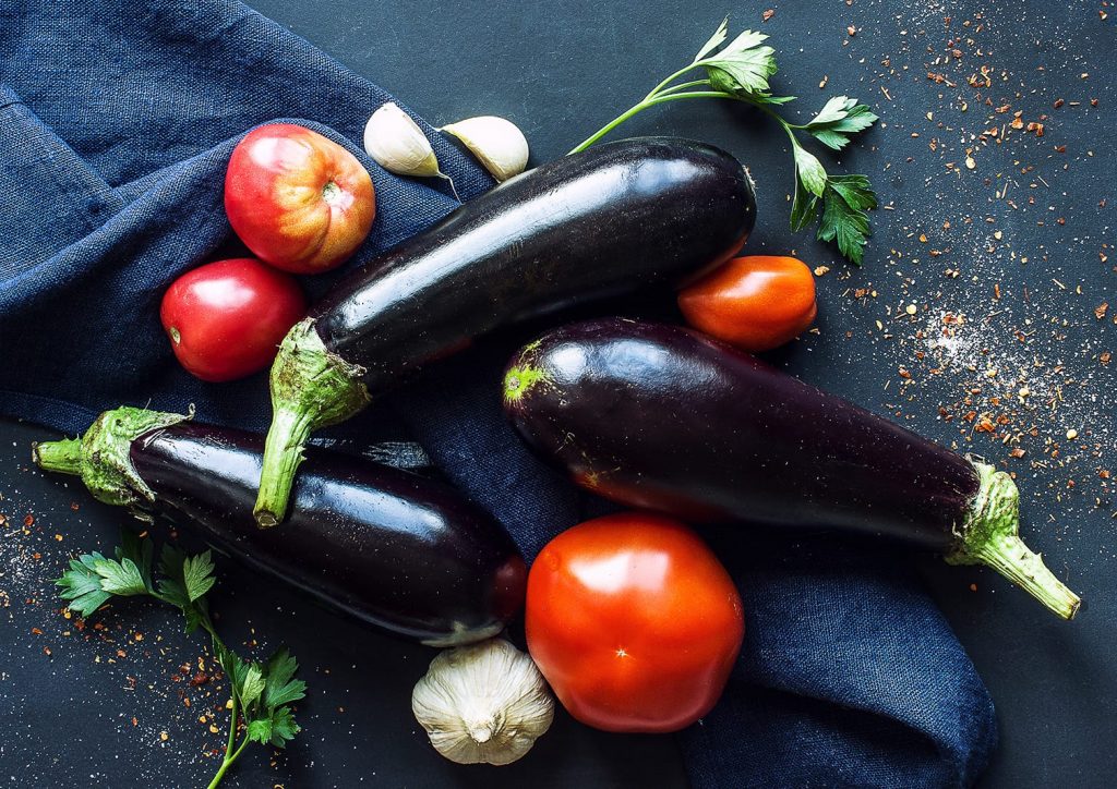 Fried Eggplant with Rice and Tomatoes