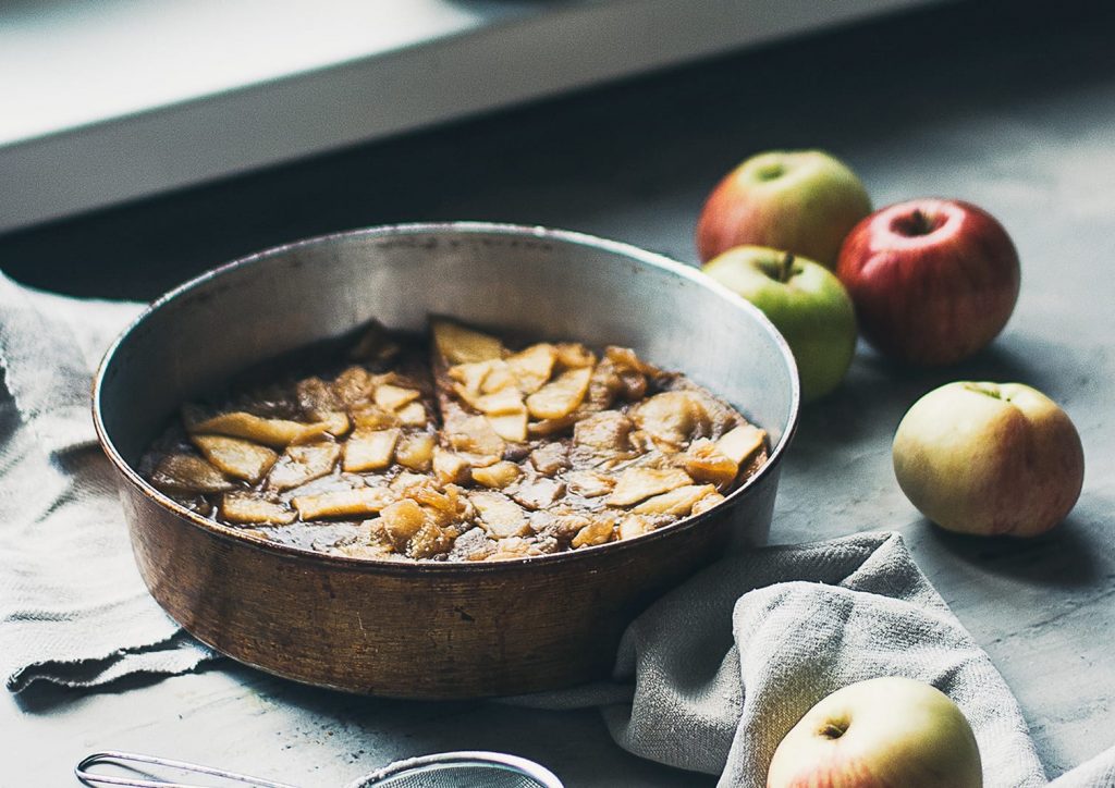 Vegan Dutch Baby with Caramelized Apples