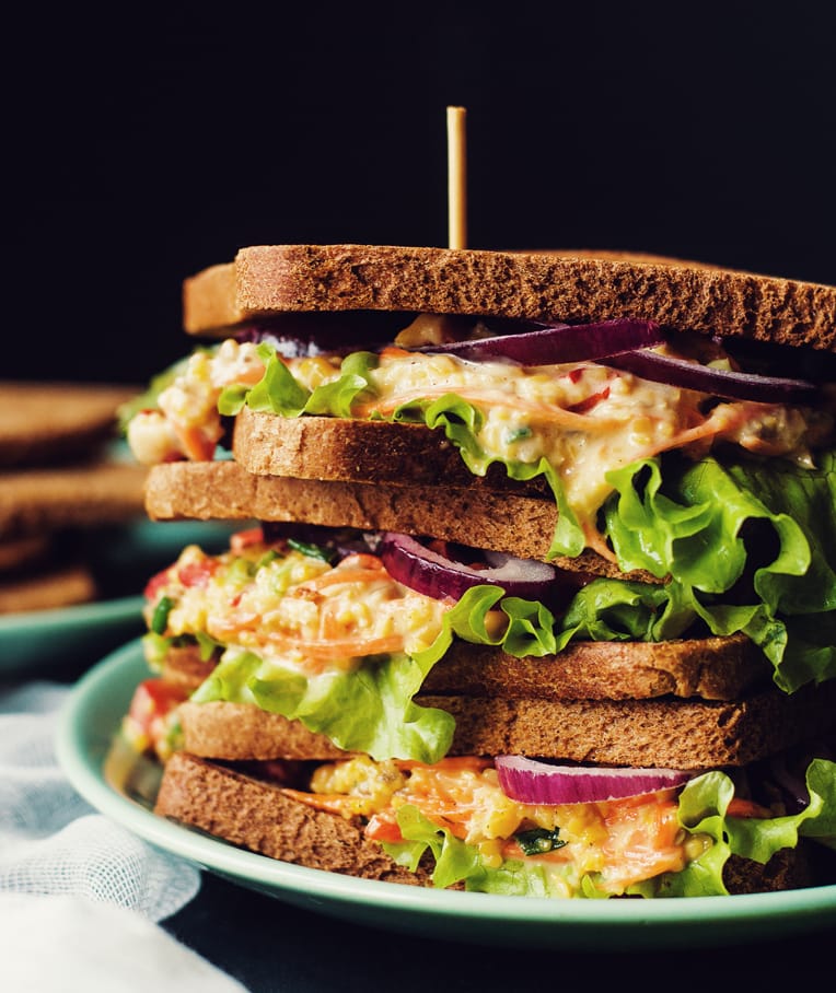 Protein-Packed Veggie Chickpea Salad Sandwich