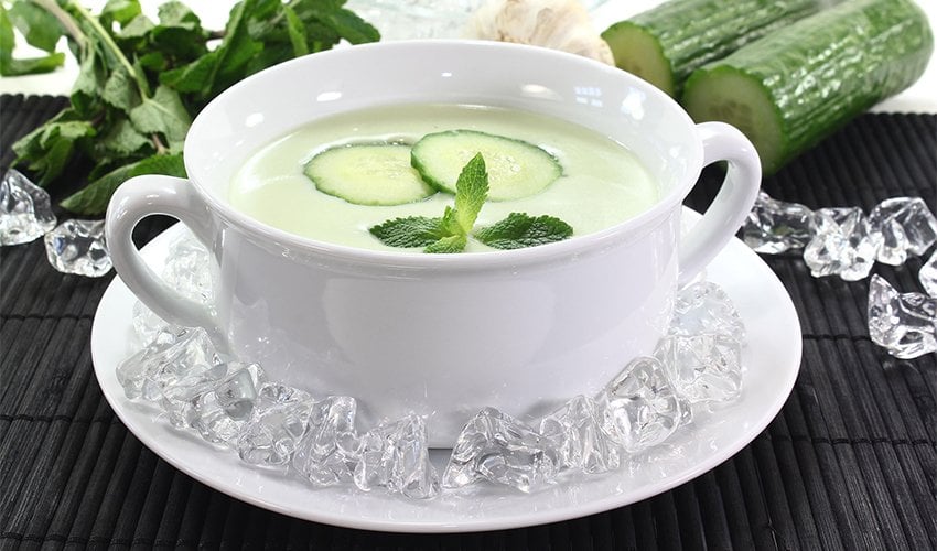 Cold cucumber soup with yogurt and dill