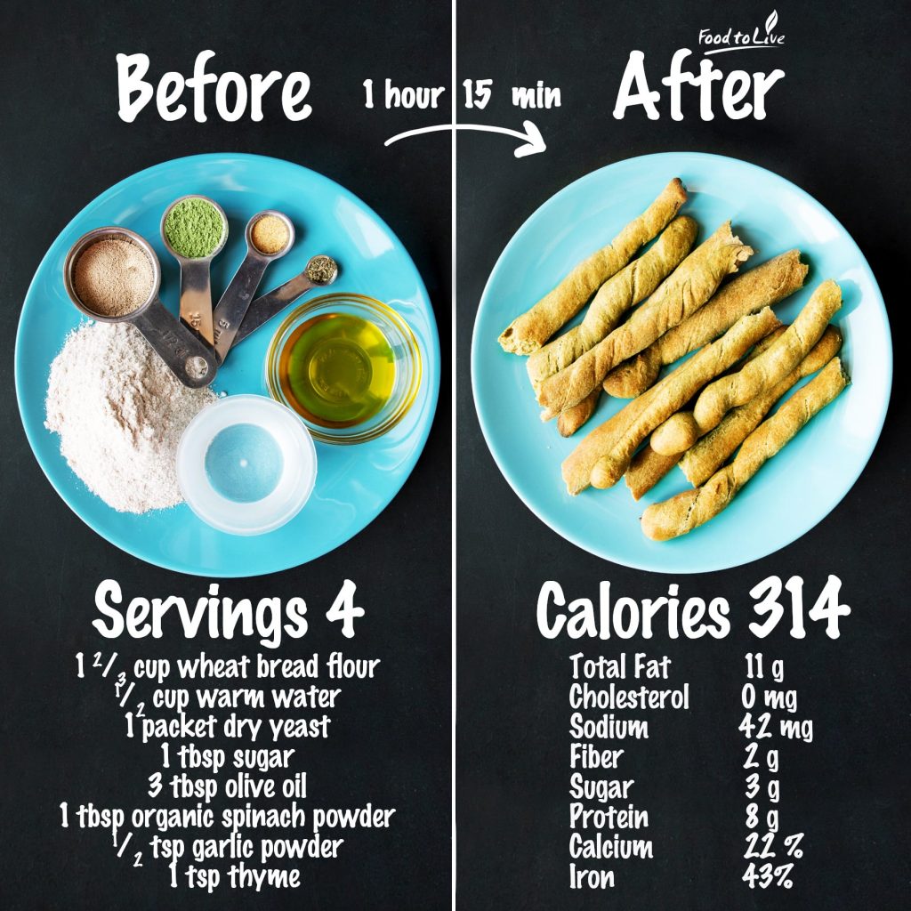 spinach powder breadsticks nutrition