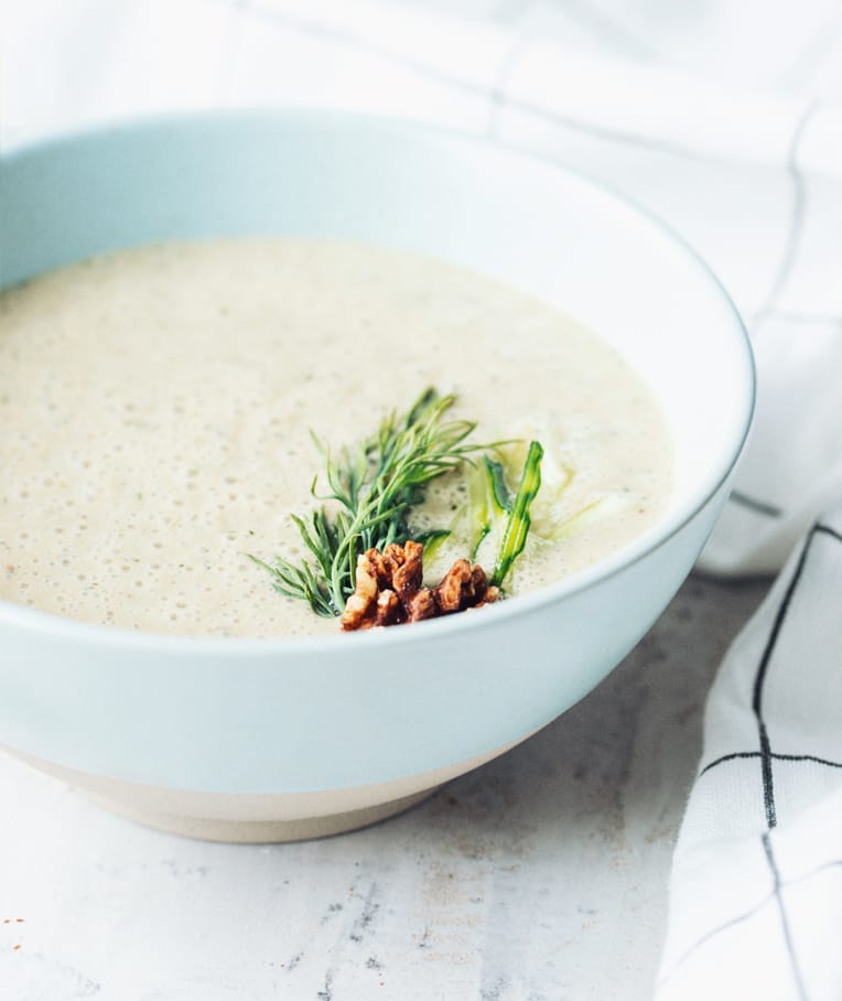 Cold Cucumber Yogurt Soup with Cannellini Beans