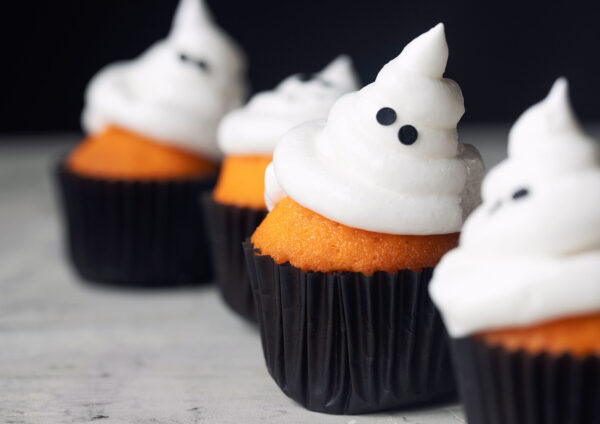 Halloween Orange Velvet Ghost Cupcakes – Healthy Blog
