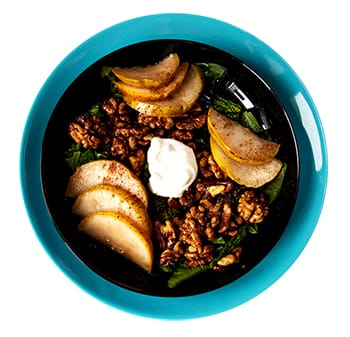 Cozy Ginger Pear and Walnut Breakfast Salad