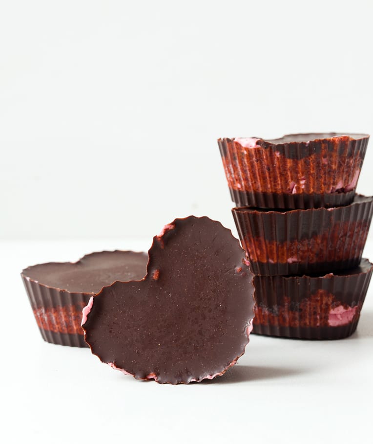 Chocolate Raspberry Heart Cups