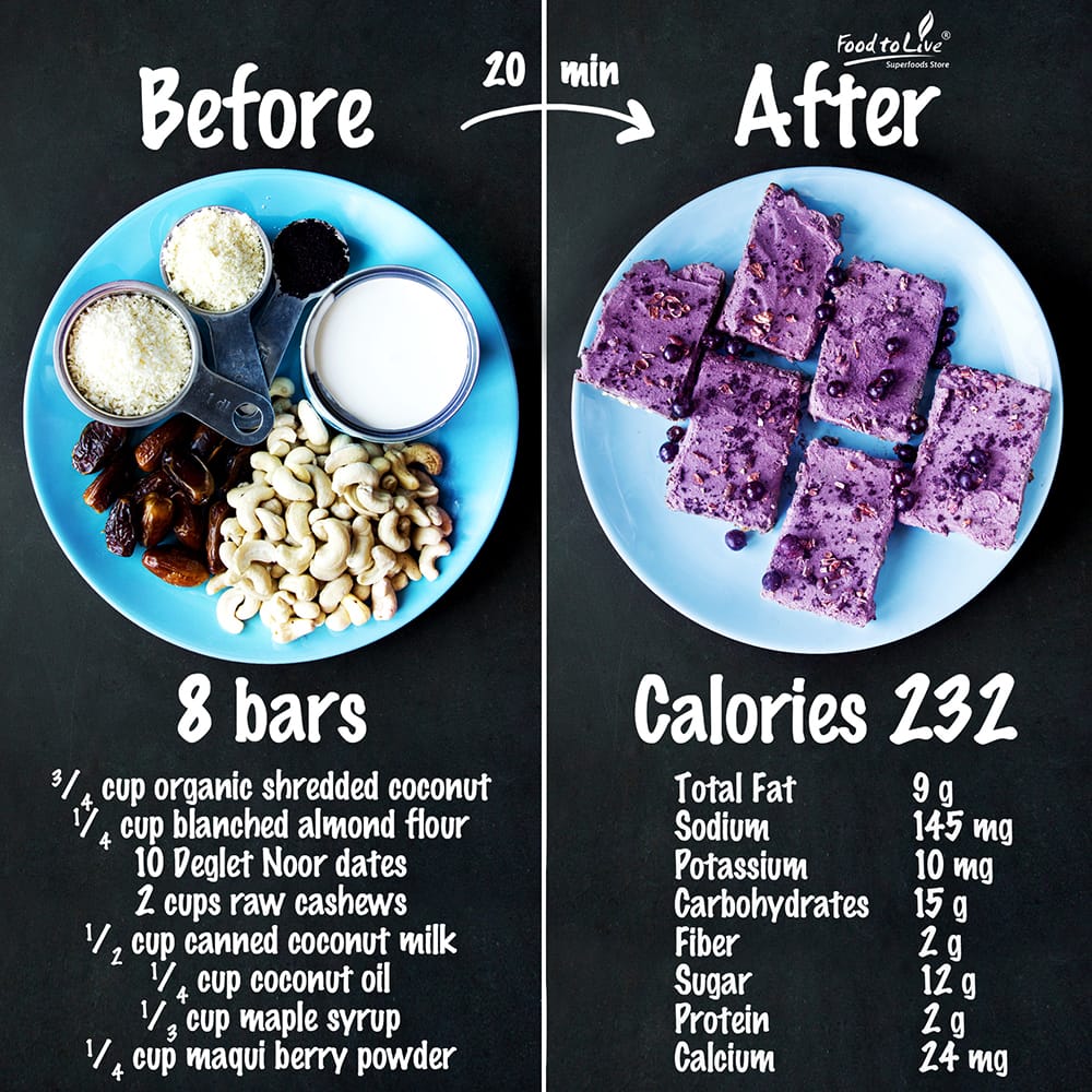 no-bake maqui berry cheesecake bars nutrition