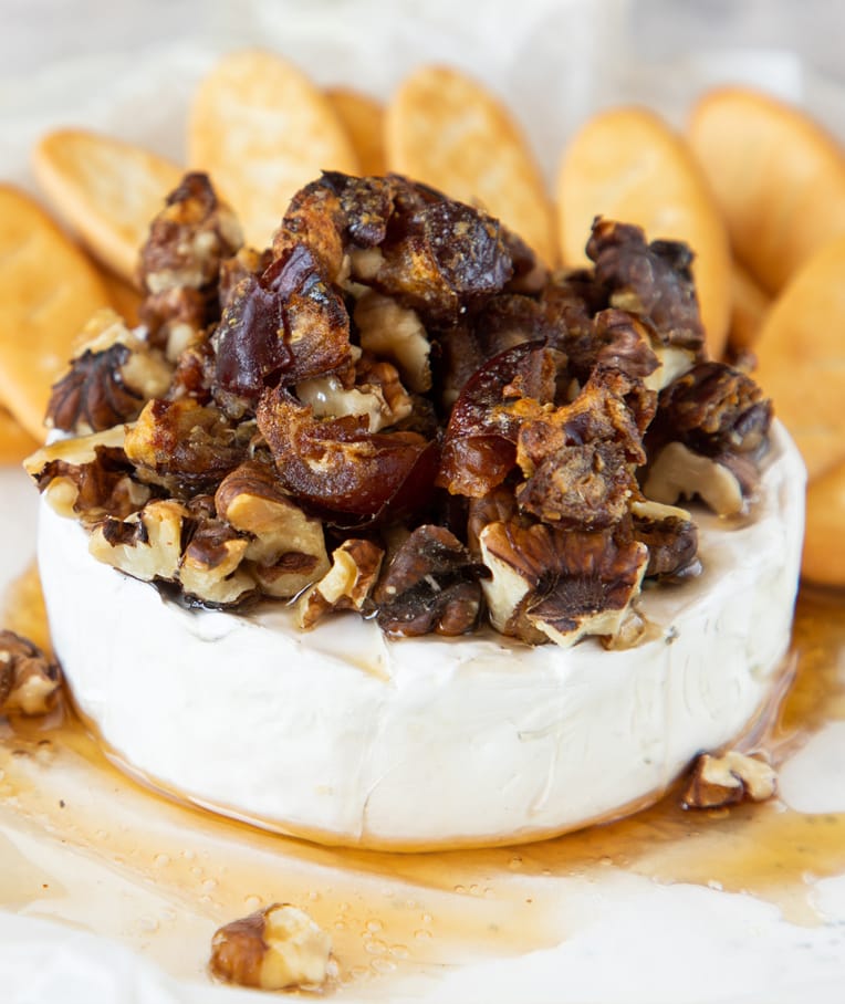 Easy Baked Brie with Dates & Walnuts