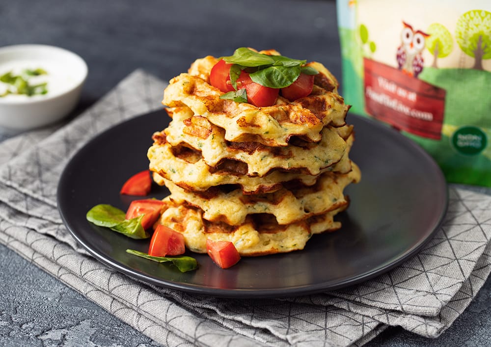 zucchini cheddar corn waffles