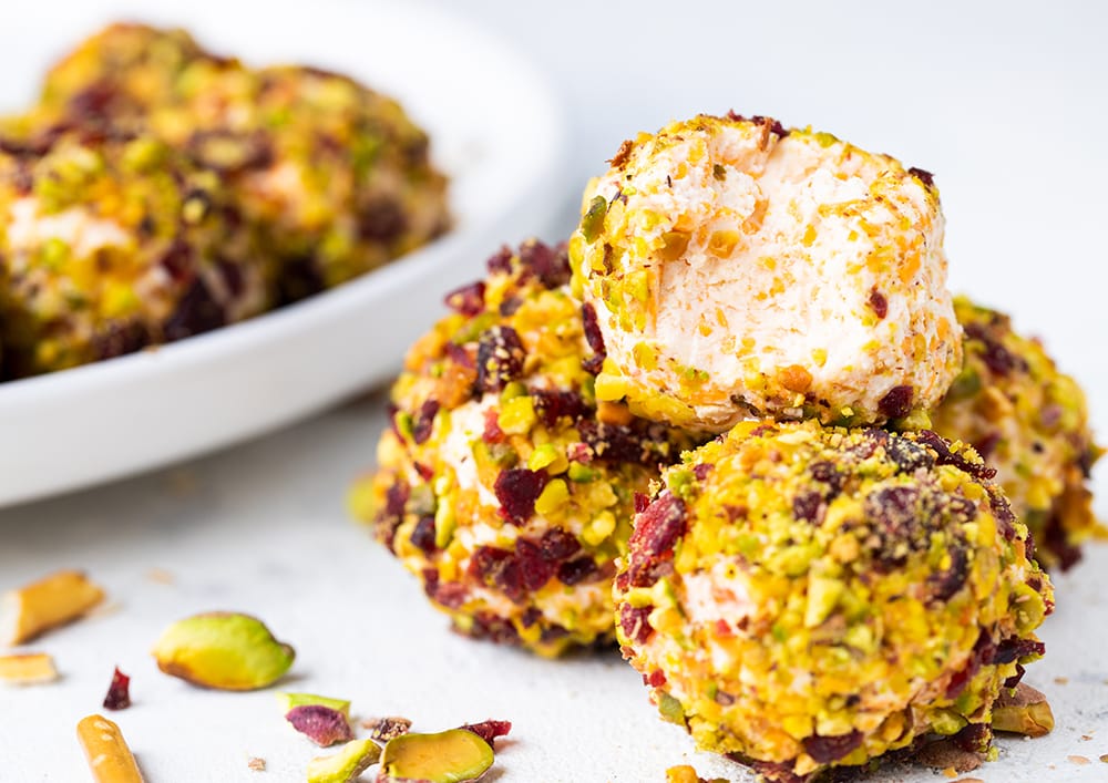 cranberry pistachio cheese truffles