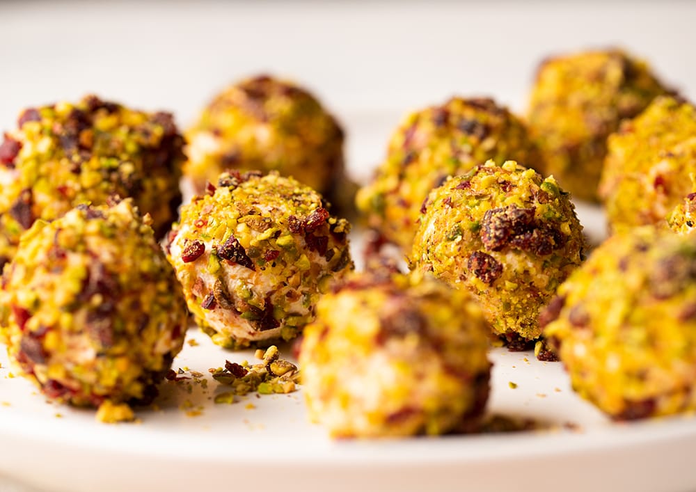 cranberry pistachio cheese truffles