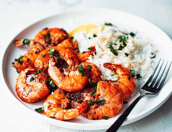 Pan-Fried Lemon Garlic Shrimp with Shell