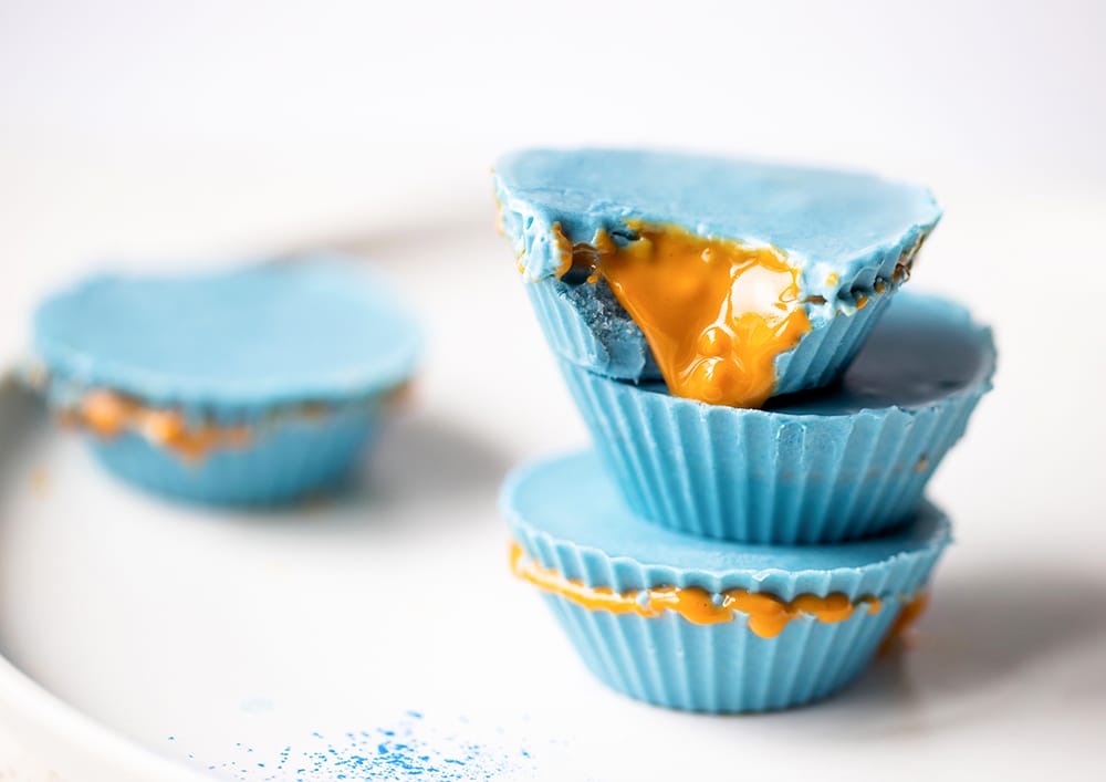 blue chocolate peanut butter cups