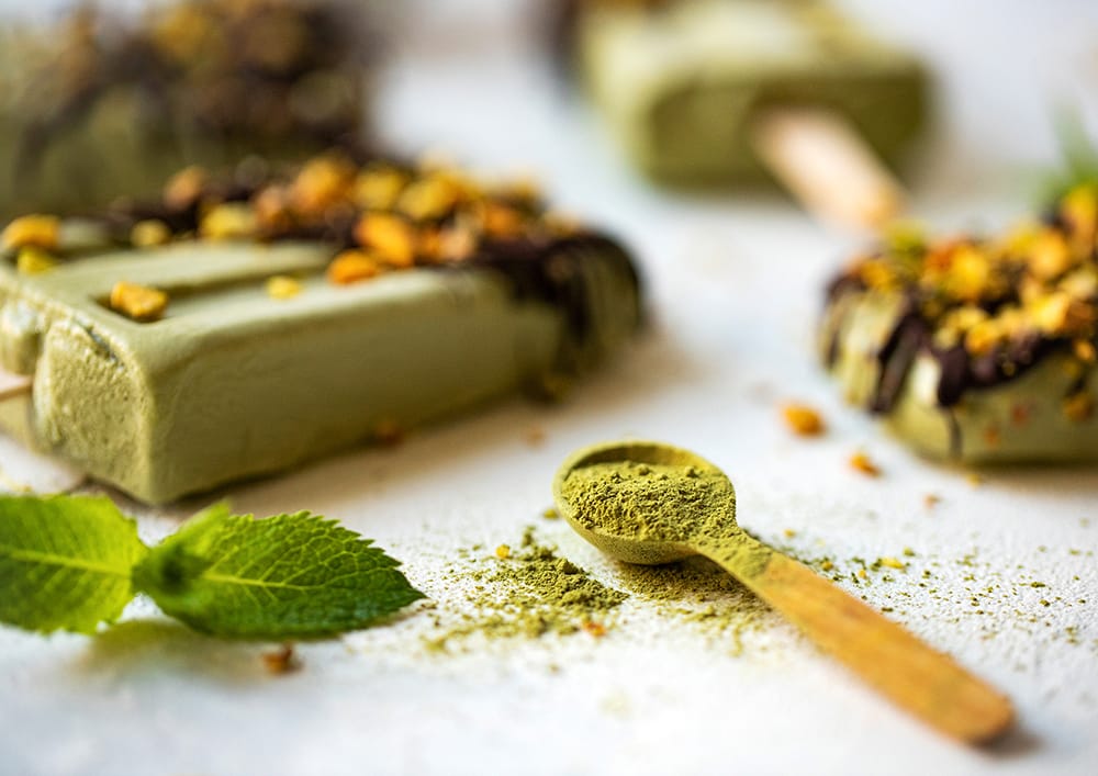 matcha pistachio ice pops