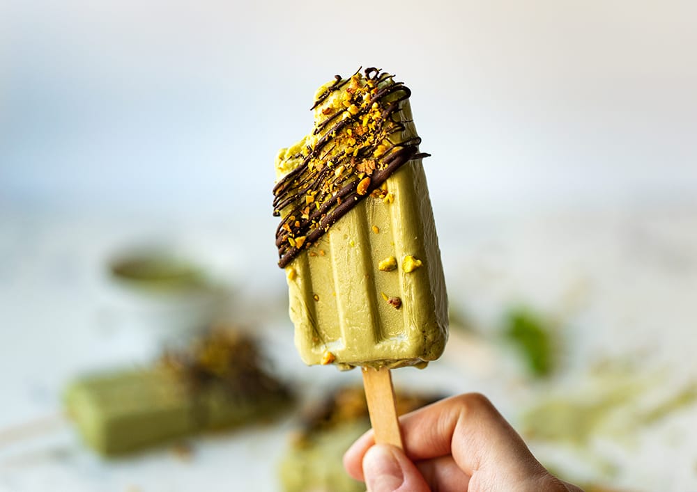 matcha pistachio ice pops