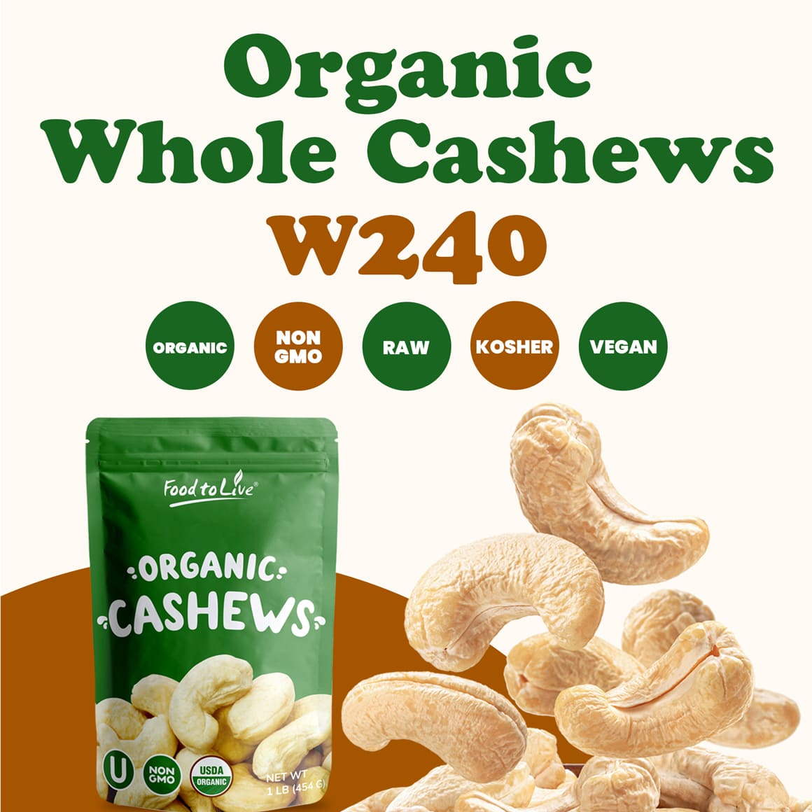 Organic Cashews W-240 1