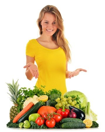 Raw organic vegetables and fruits