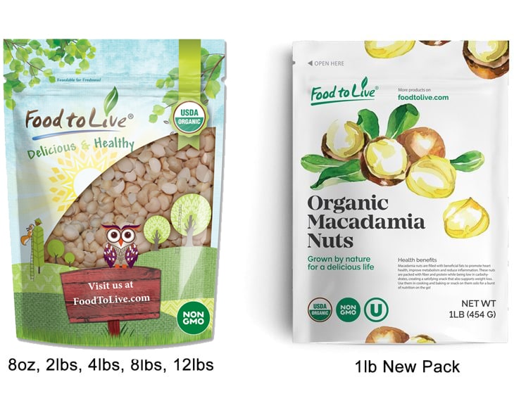Organic Macadamia Nut Pieces New Packs