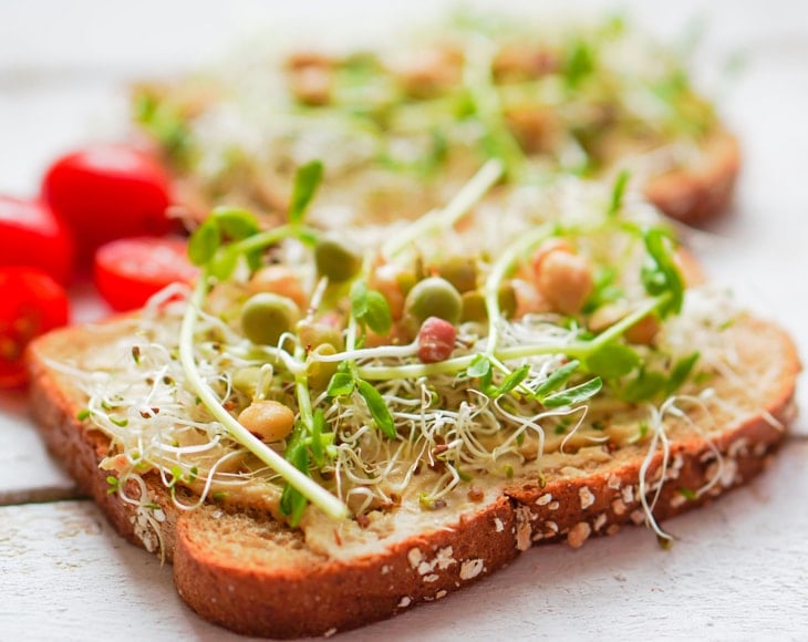 sandwich with sprouts beans