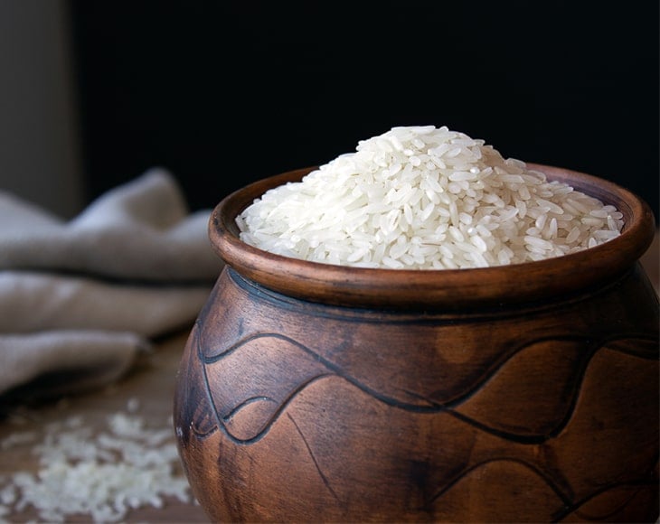 Organic Long Grain White Rice in pot