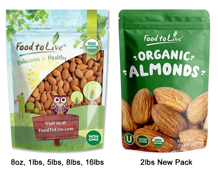 Organic California almonds pack images