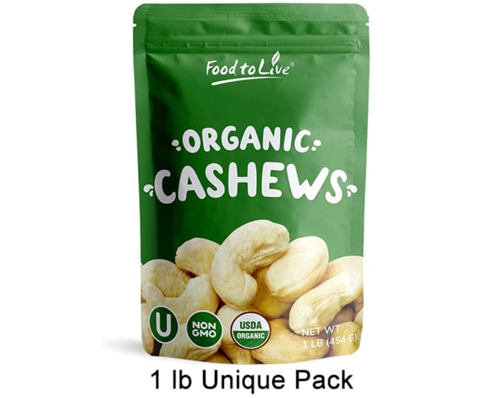 Organic Dry Roasted Cashew Halves and Pieces unique pack
