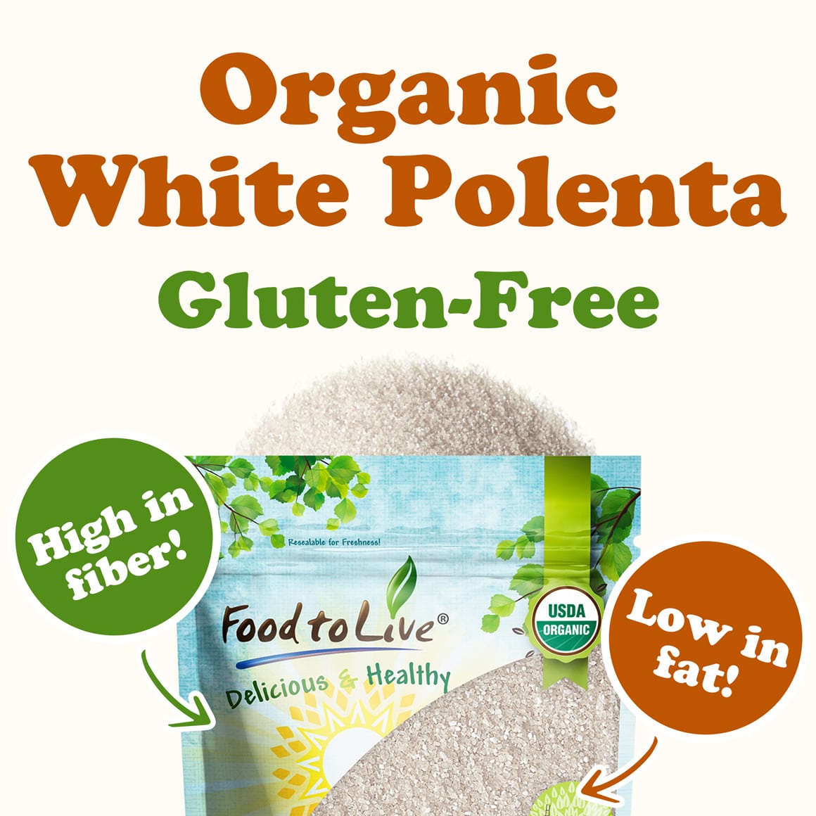 Gluten Free Organic White Polenta 1