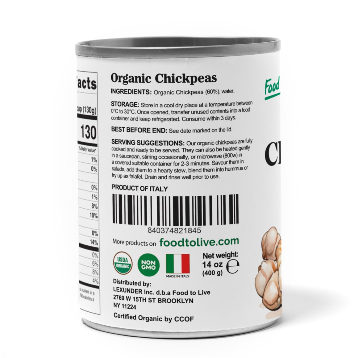 Organic Canned Chickpeas can back1